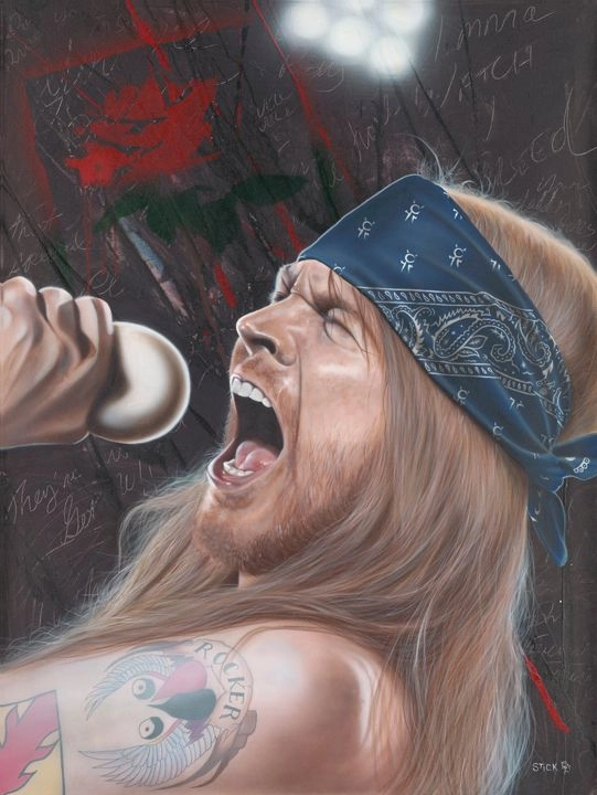 Stickman I Wanna Watch You Bleed - Axl Rose -Giclee On Canvas Artist Proof Hand Embellished