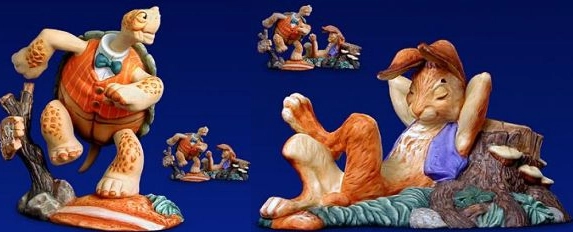 Scott Gustafson The Tortoise and The Hare Porcelain Figurine 