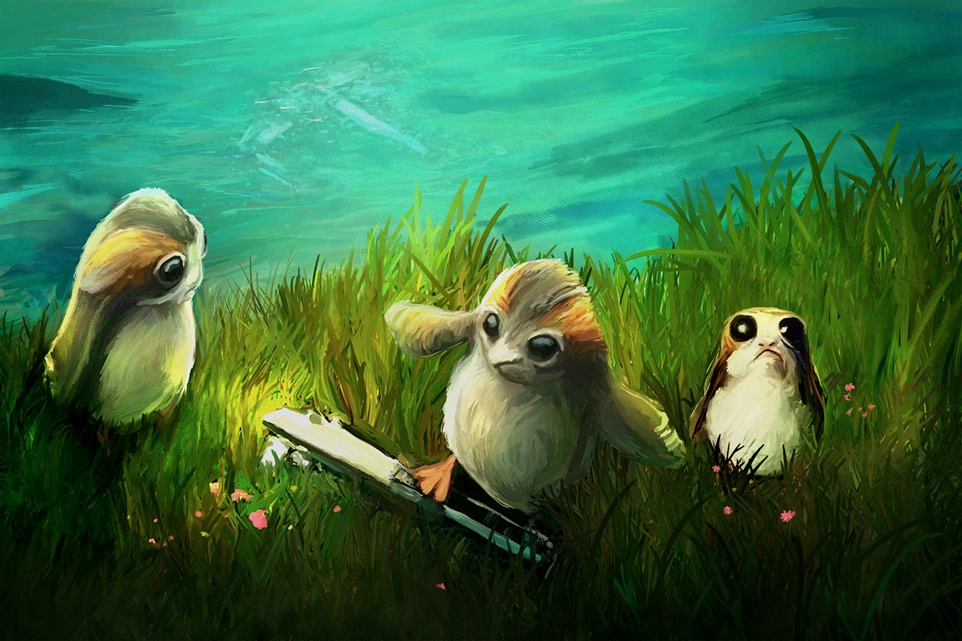 Joel Payne Porgs at Play Giclee On Canvas