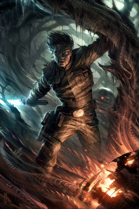 Raymond Swanland Through the Fire From Lucas Films Star Wars Printers Proof Giclee On Canvas