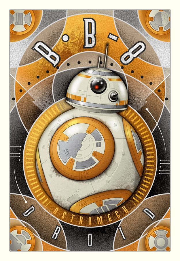 Mike Kungl BB-8 Astromech Droid - From Star Wars (Small) Giclee On Canvas