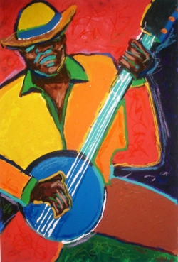 Ted Ellis Banjo Blues Lithograph
