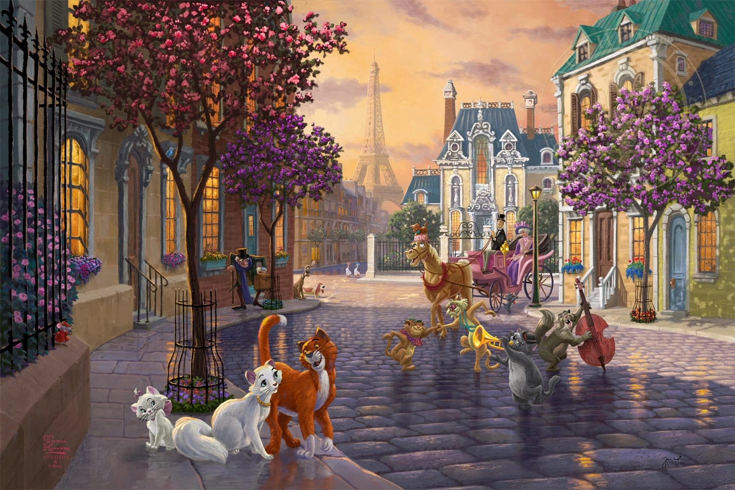 Thomas Kinkade Disney The Aristocats Giclee On Canvas