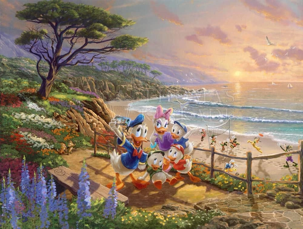 Thomas Kinkade Disney Donald and Daisy A Duck Day Afternoon Giclee On Canvas