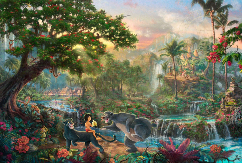 Thomas Kinkade Disney The Jungle Book Giclee On Canvas