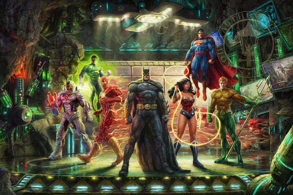 Thomas Kinkade DC Comics The Justice League Giclee On Canvas Artist Proof