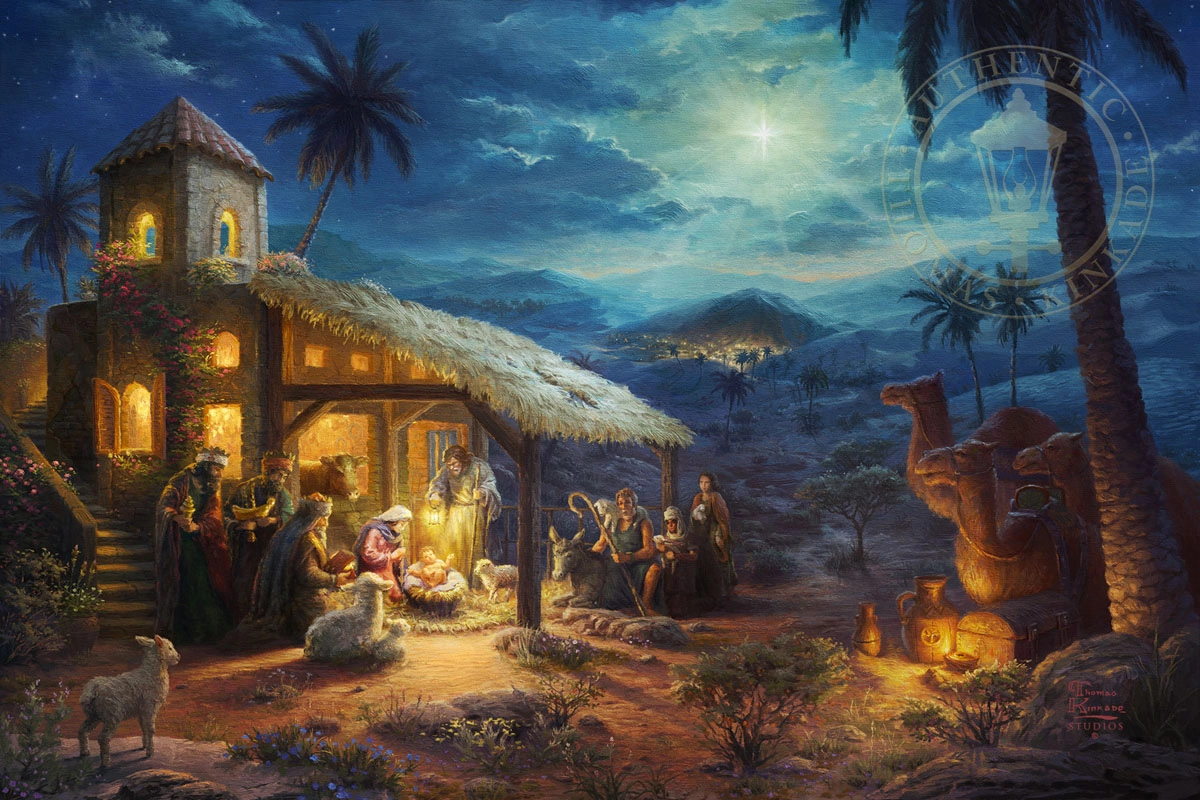 Thomas Kinkade The Nativity Giclee On Canvas