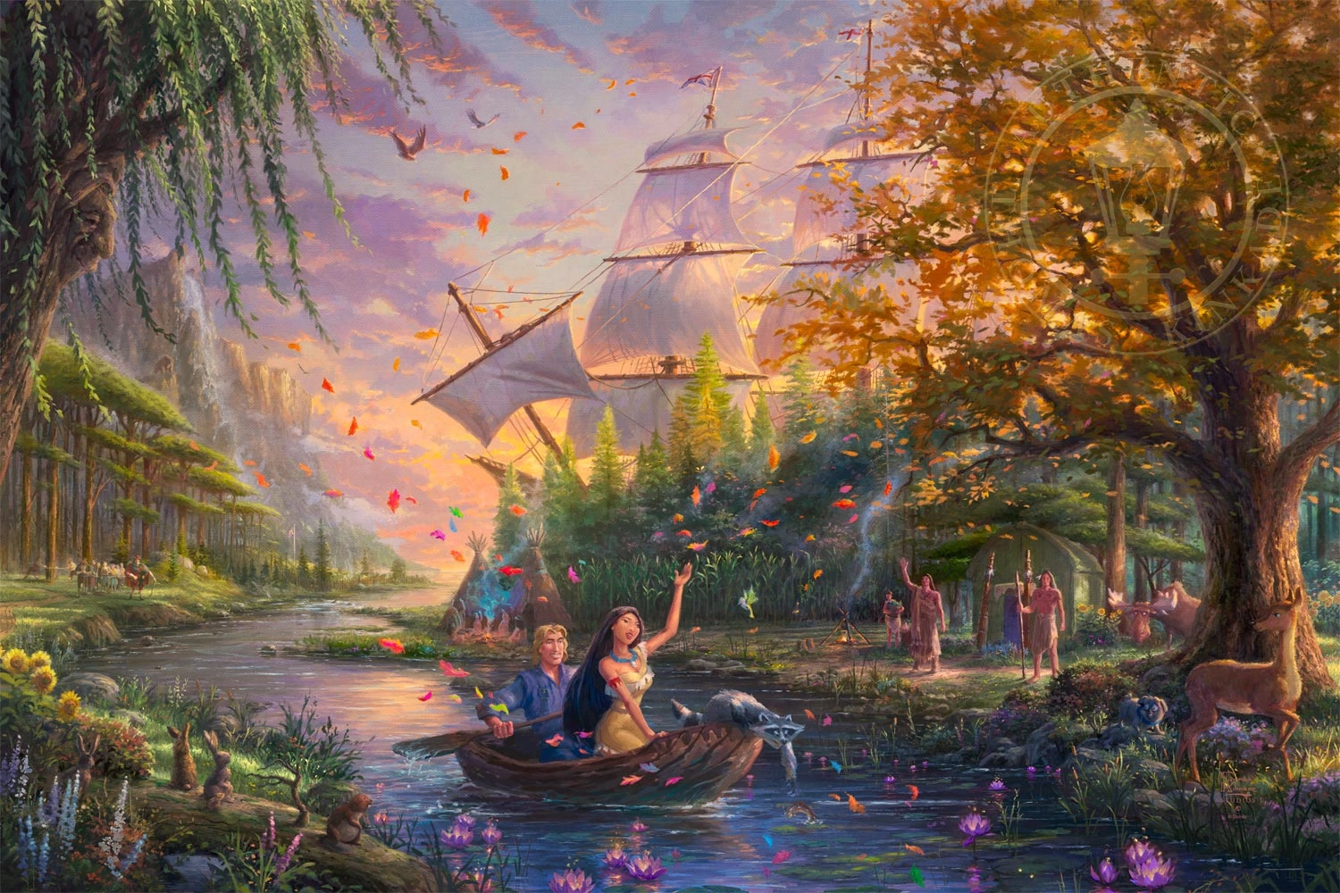 Thomas Kinkade Disney Pocahontas Colors Of Love Giclee On Canvas