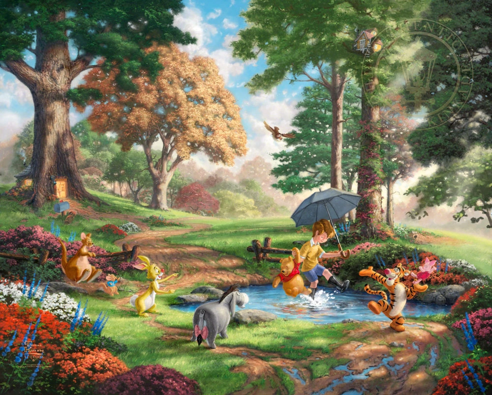 Thomas Kinkade Disney Winnie The Pooh I Giclee On Canvas