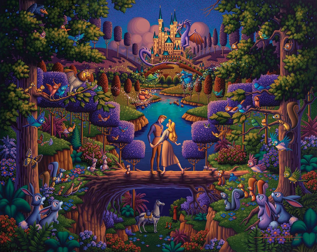 Thomas Kinkade Disney Sleeping Beauty - The Power of Love Giclee On Canvas
