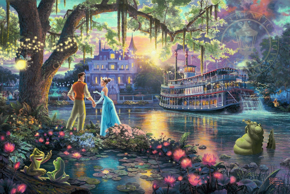 Thomas Kinkade Disney The Princess and the Frog Giclee On Canvas