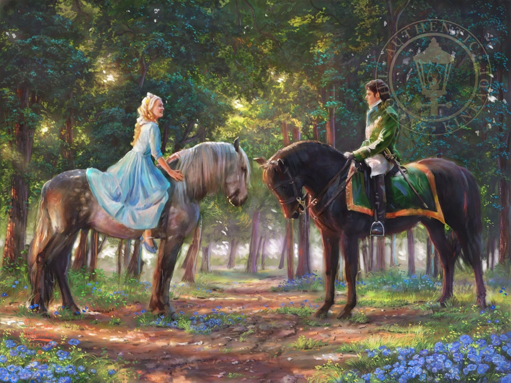 Thomas Kinkade Disney Romance Awakens Giclee On Canvas