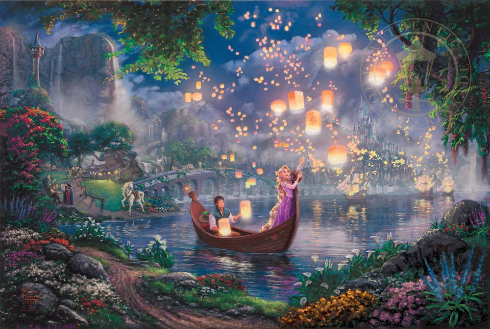 Thomas Kinkade Disney Tangled Giclee On Canvas