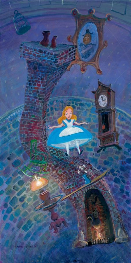 Harrison Ellenshaw Alice Floating Into Wonderland Hand-Embellished Giclee on Canvas