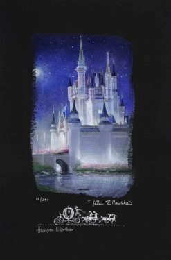 Peter / Harrison Ellenshaw Cinderella Castle Hand Embellished Giclee On Canvas