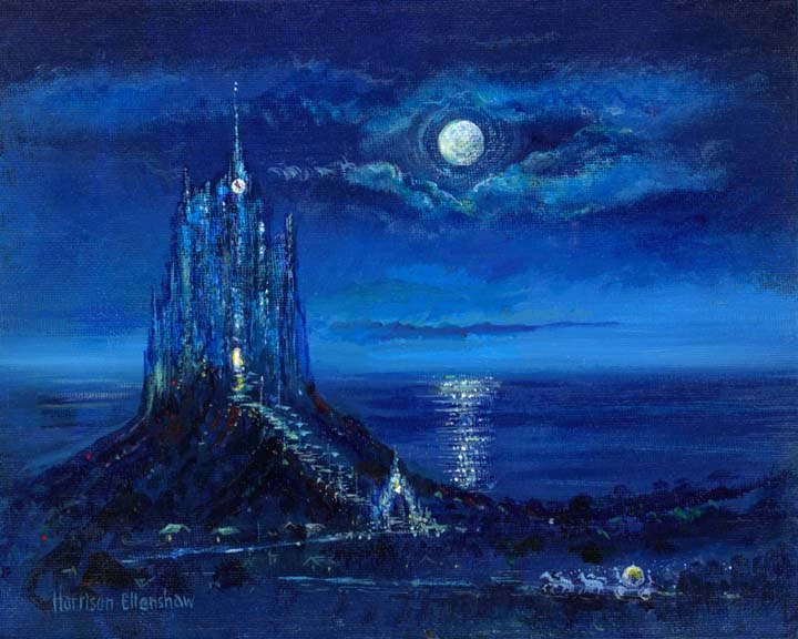 Harrison Ellenshaw Cinderellas Moonlight Arrival Hand-Embellished Giclee on Canvas