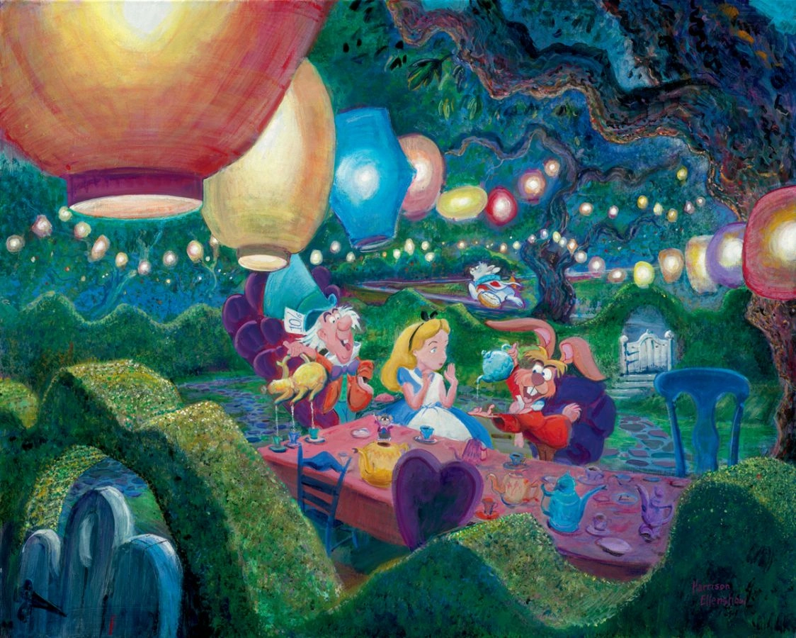 Harrison Ellenshaw Mad Hatters Tea Party - From Disney Winnie the Pooh Ciarograph on Paper