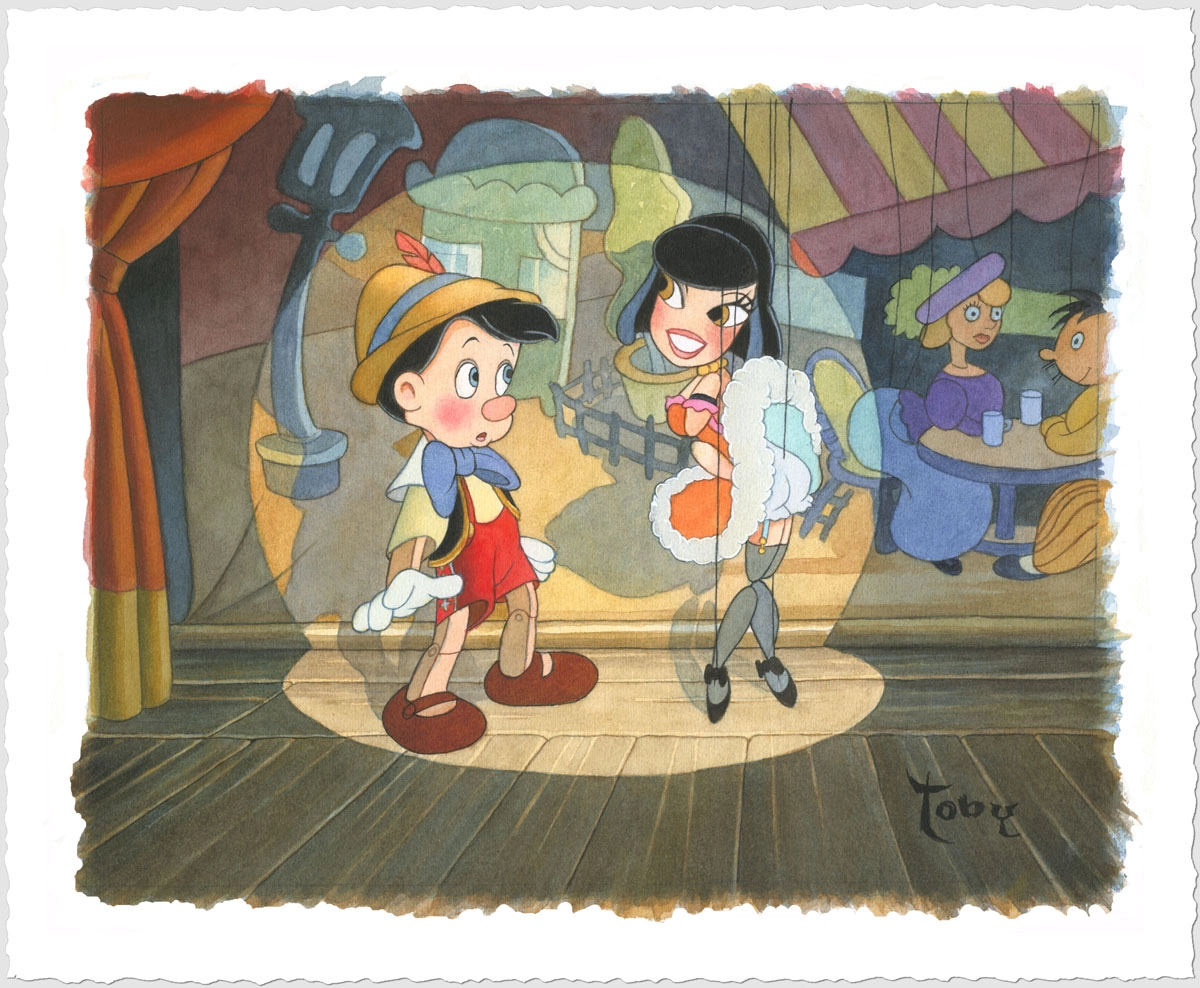 Toby Bluth Ooh La La - From Pinocchio Hand Deckled Giclee On Paper