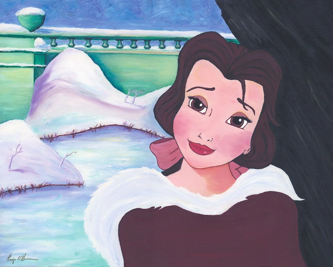 Paige O Hara Belles In Love - From Disney Beauty and The Beast Hand Embelleshed Giclee On Canvas