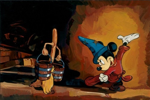 Jim Salvati The Sorcerers Apprentice - From Disney Fantasia Hand-Embellished Giclee on Canvas