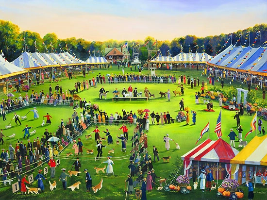 Sally Caldwell Fisher The Dog Show Limited Edition Canvas