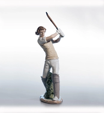 Lladro Cricket Player Porcelain Figurine